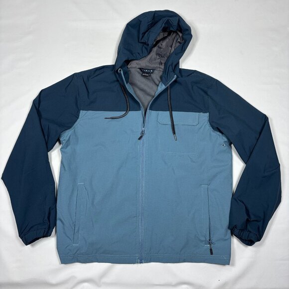 Iceburg Outerwear Blue Colorblock Ripstop Hooded Rain Jacket Windbreaker Mens L - Picture 1 of 11